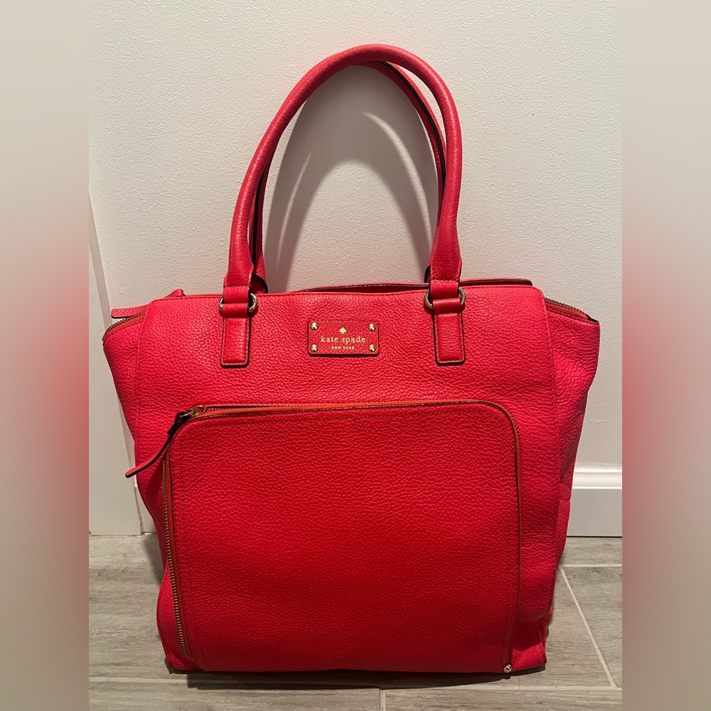 Kate spade pink large zippered handbag